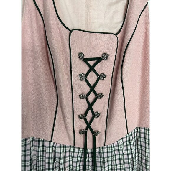 Chic Pink and Black Lace-Up Midi Dress - Picture 5 of 15